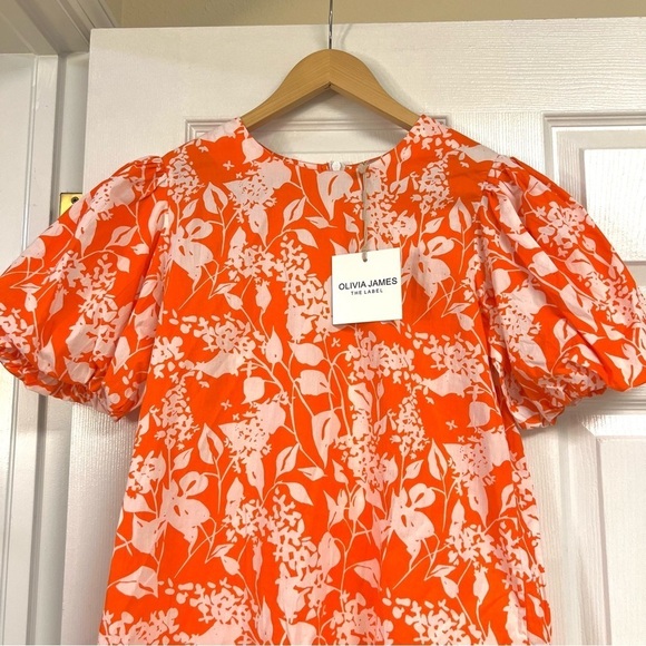 NWT OLIVIA JAMES THE LABEL Louisa mini Dress In Orange Floral cottagecore XS - Picture 3 of 11